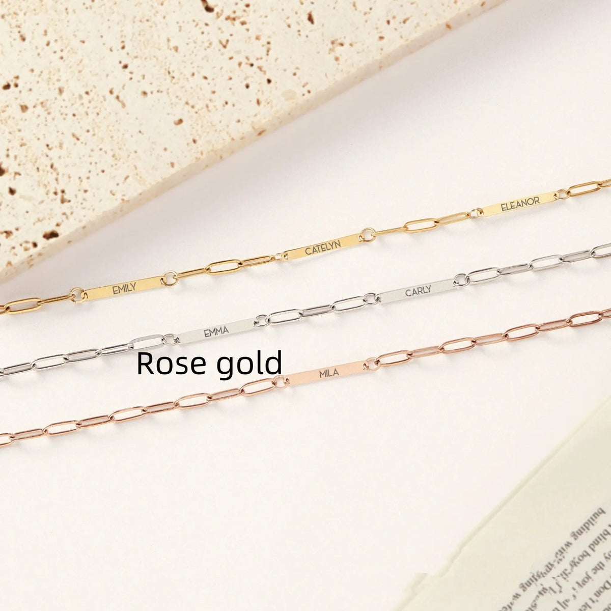 DIY Personalized English Alphabet Name Multiple Bending Cards Multiple Stainless Steel Bracelets - Rose Gold / 1name - 7