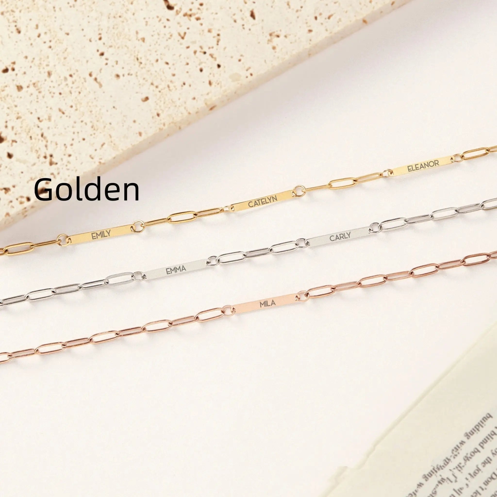 DIY Personalized English Alphabet Name Multiple Bending Cards Multiple Stainless Steel Bracelets - Golden / 1name - 7