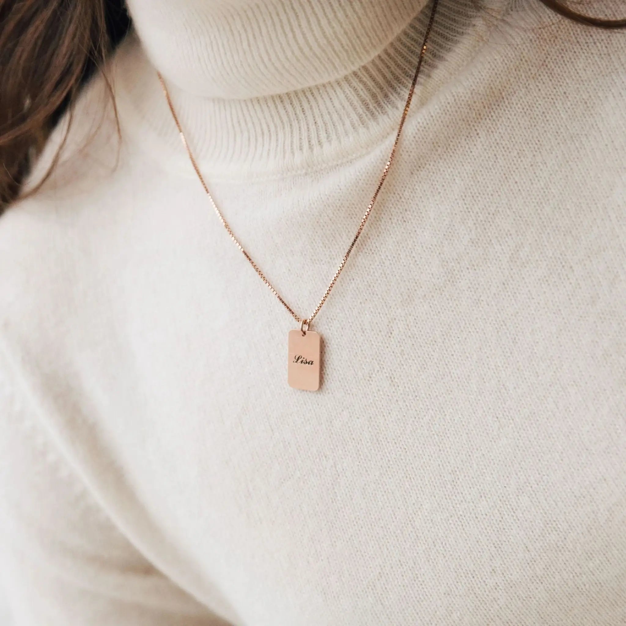 DIY Personalized Name Square Box Chain Necklace - Rose Gold - Necklace