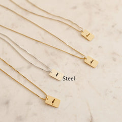 DIY Personalized Name Square Box Chain Necklace - Steel - Necklace