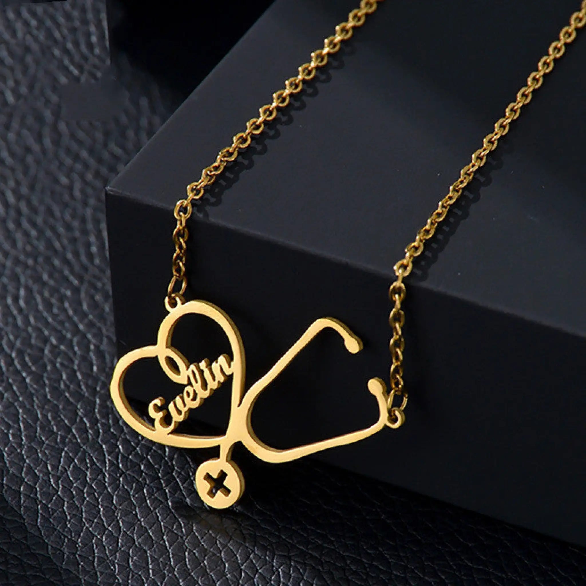 DIY Personalized Name Trend Stethoscope Stainless Steel Necklace - 7