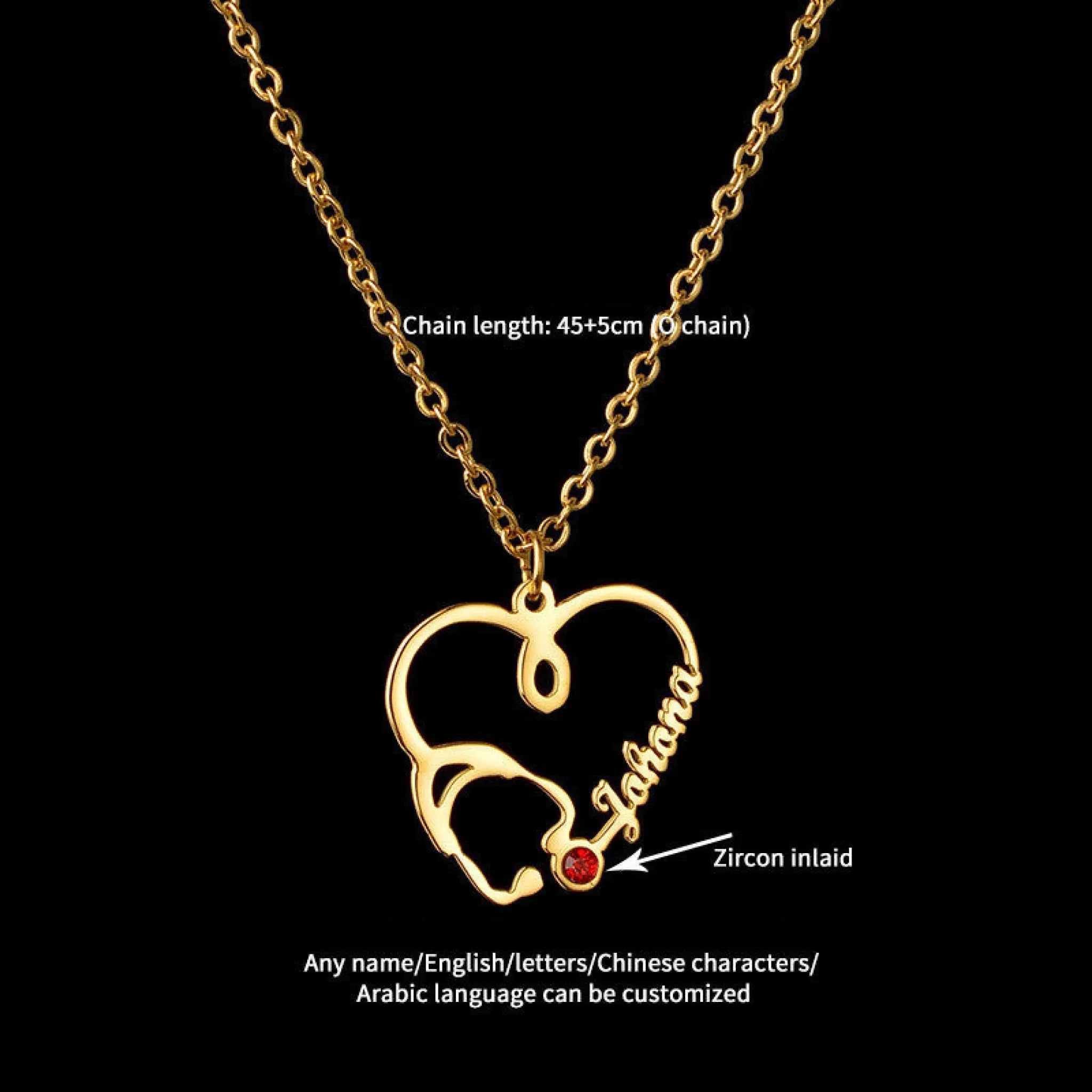 DIY Personalized Name Trend Stethoscope Stainless Steel Necklace - 7