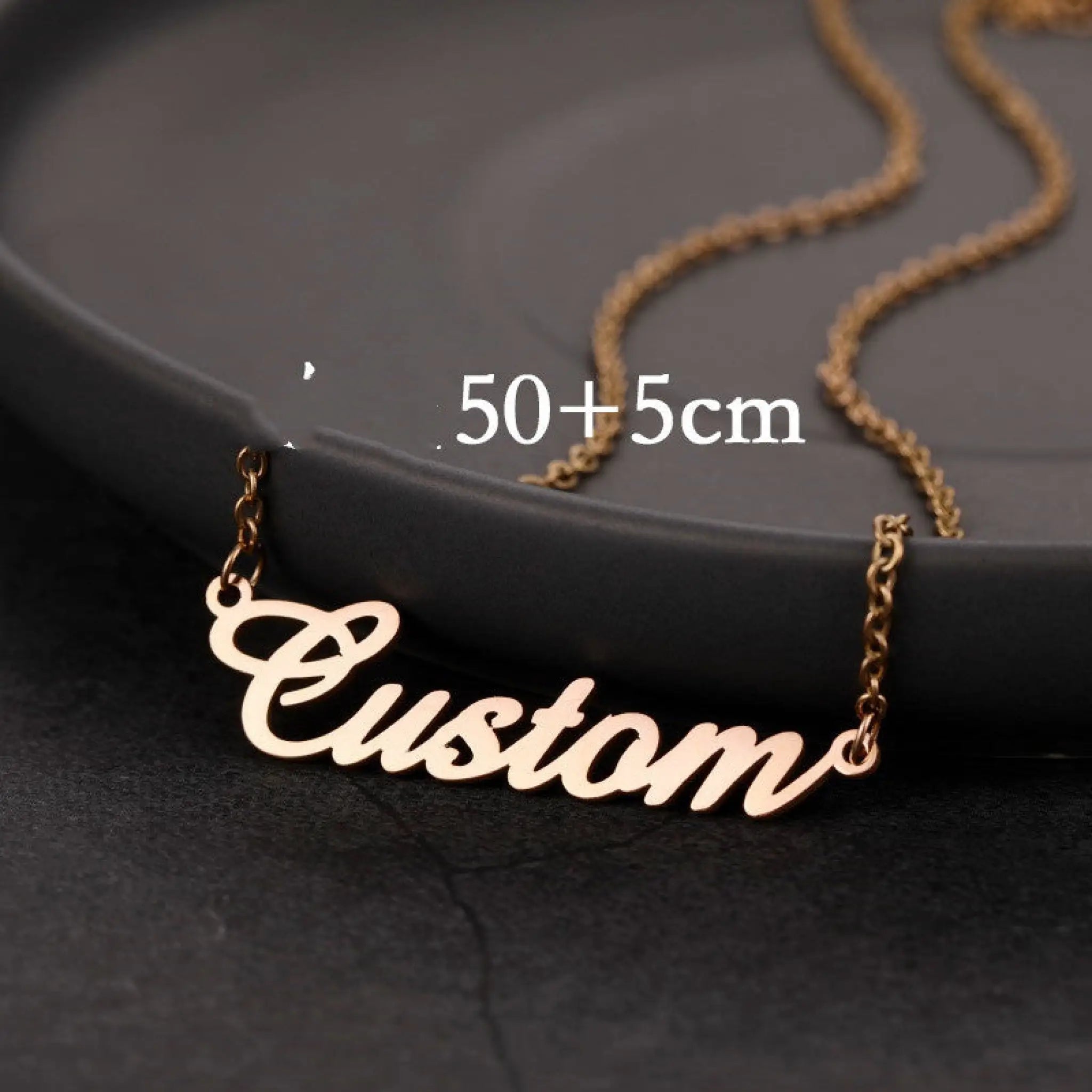 DIY Personalized Pendant Name Necklace For Women Stainless Steel Jewelry - Rose Gold / 50cm - Necklace