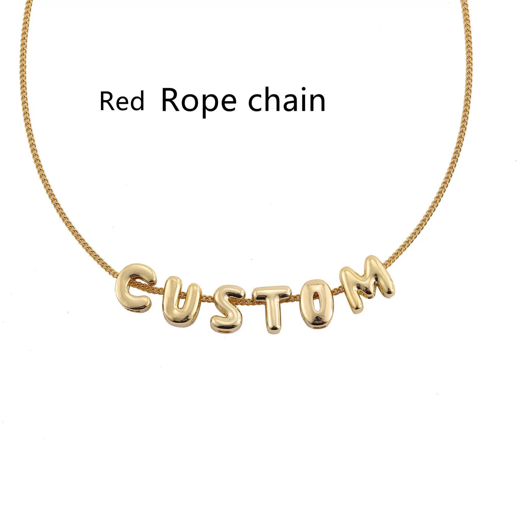 DIY Personalized Stainless Steel English Letter Necklace - Red / 1letter - 7