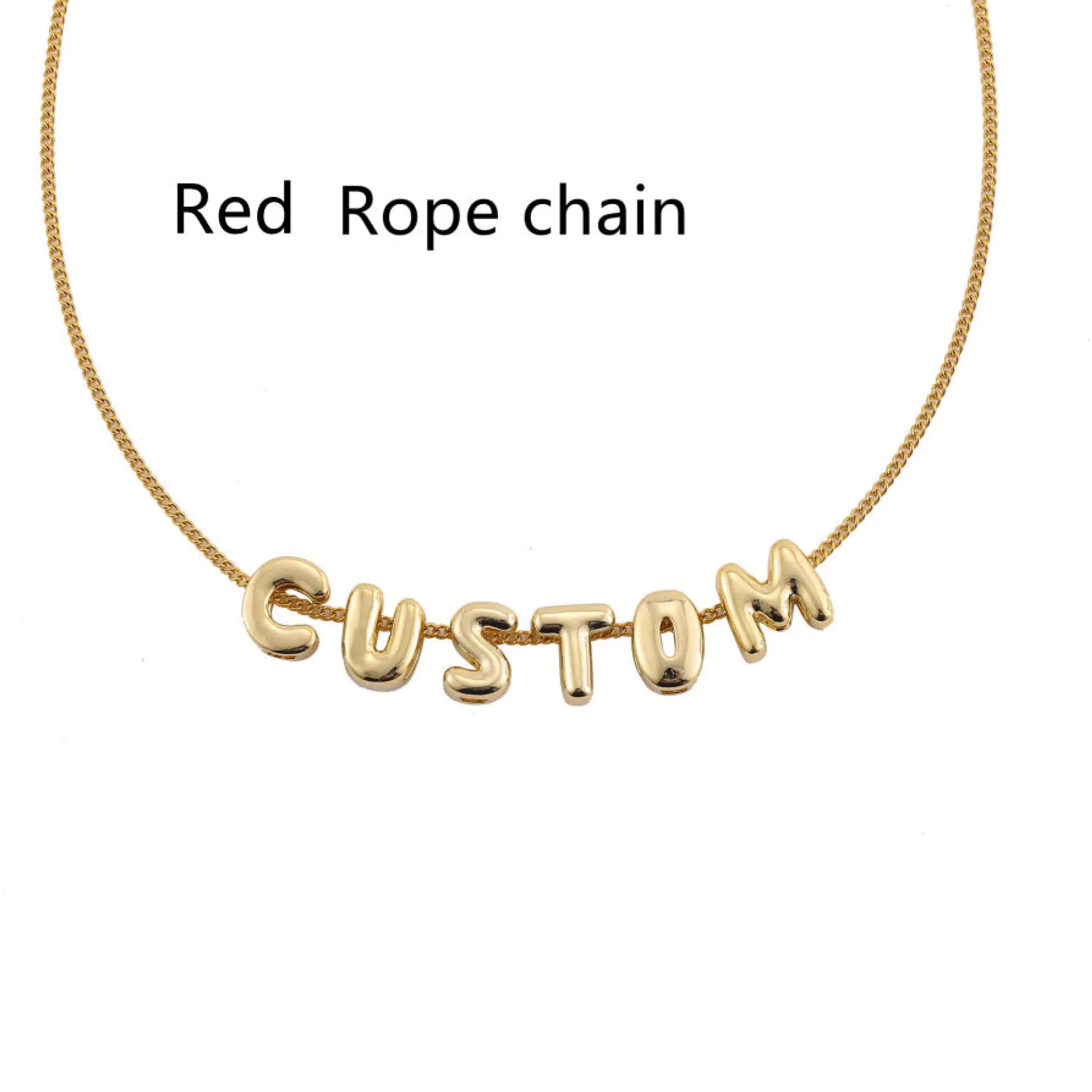 DIY Personalized Stainless Steel English Letter Necklace - Red Rope chain / 1letter - 7