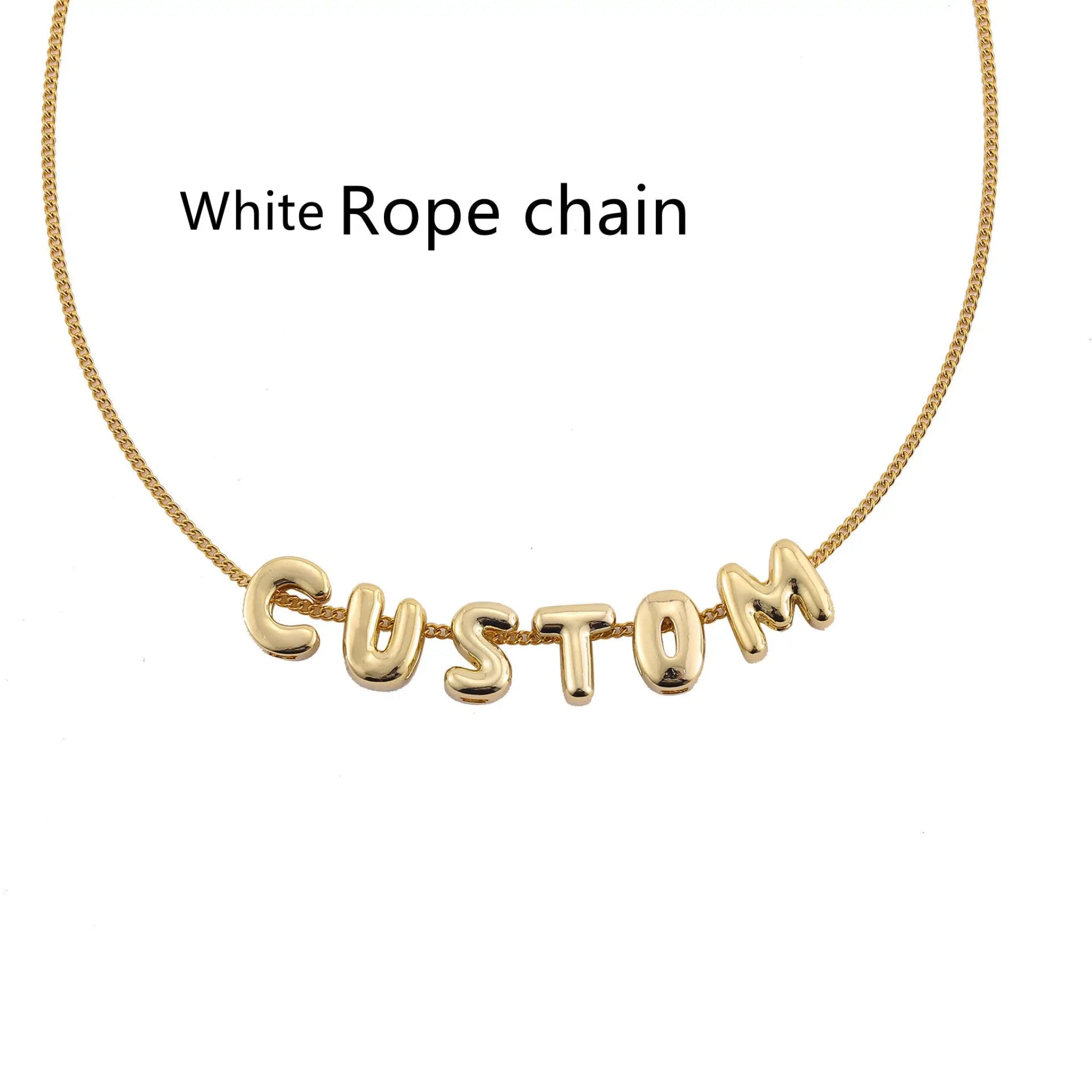DIY Personalized Stainless Steel English Letter Necklace - White rope chain / 1letters - 7
