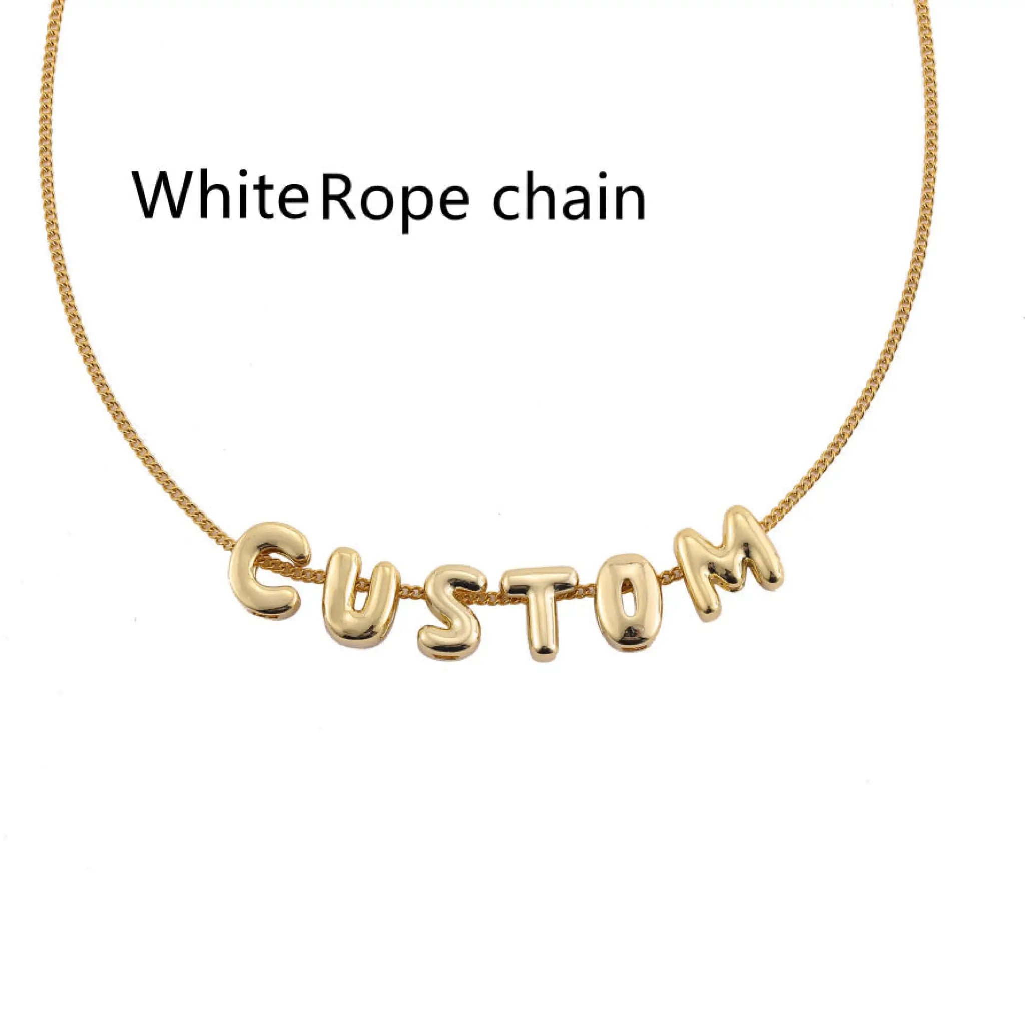 DIY Personalized Stainless Steel English Letter Necklace - White Rope chain / 1letter - 7