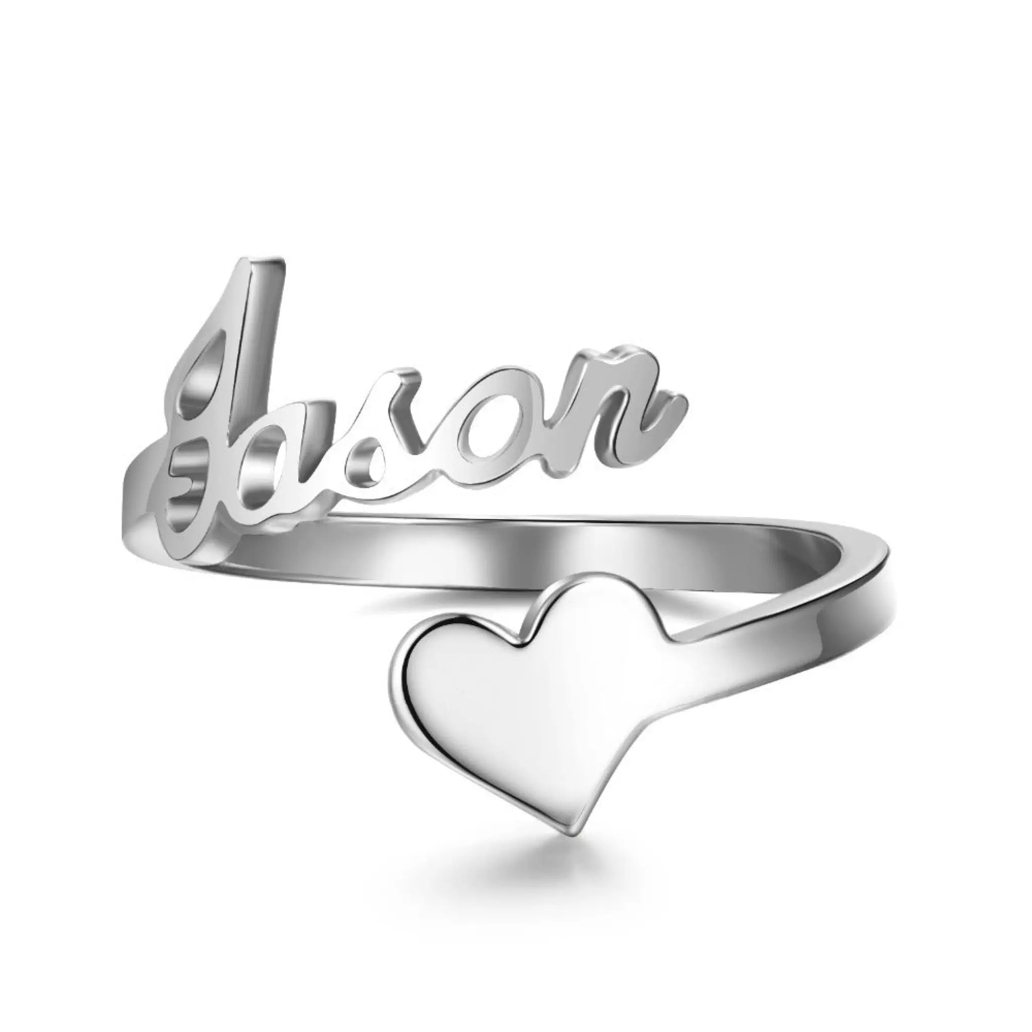DIY Stainless Steel Heart Shaped Name Ring - Silver / One size - 7
