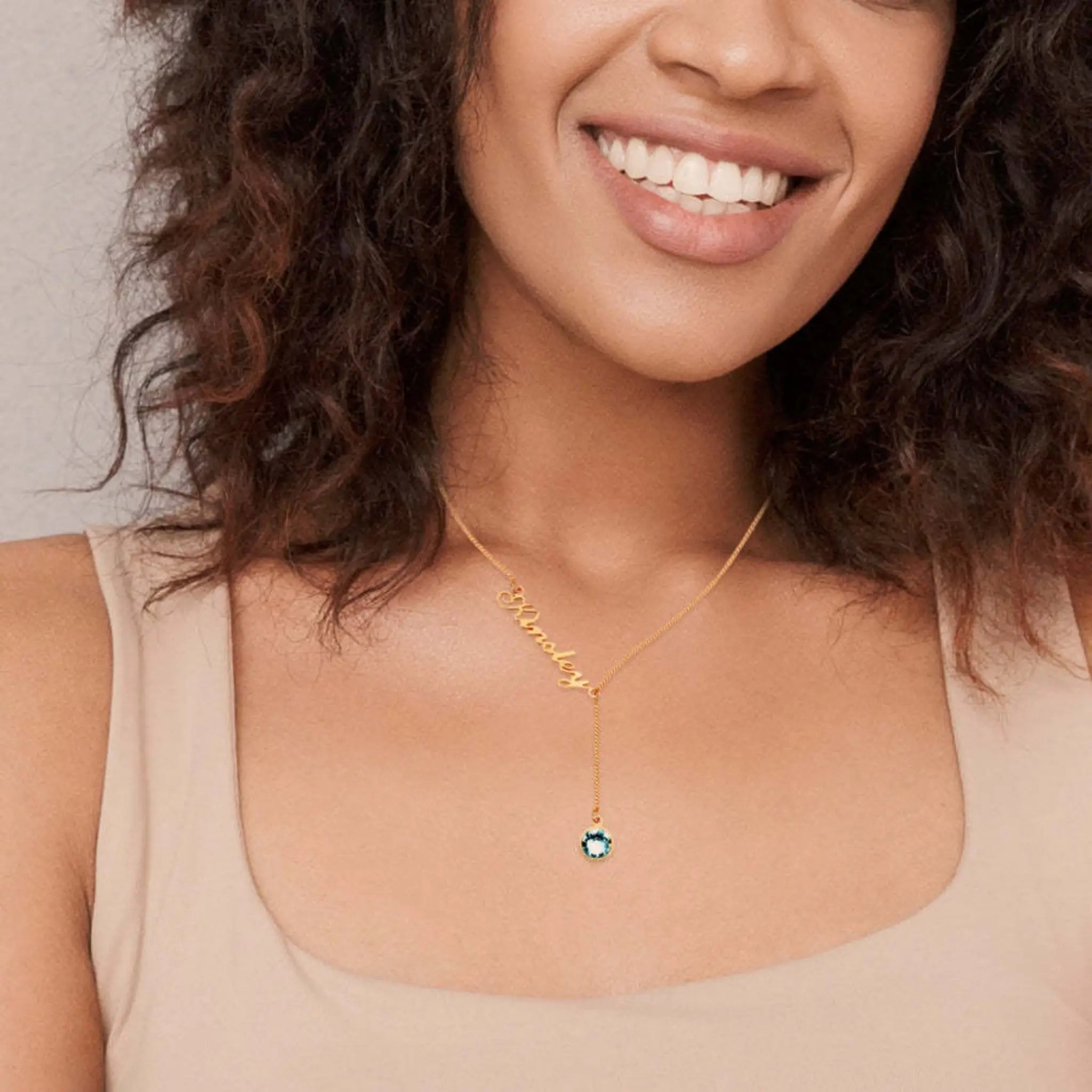 DIY Stainless Steel Month Peanut Sun Stone Name Necklace - Birthday / Rose Gold - 7