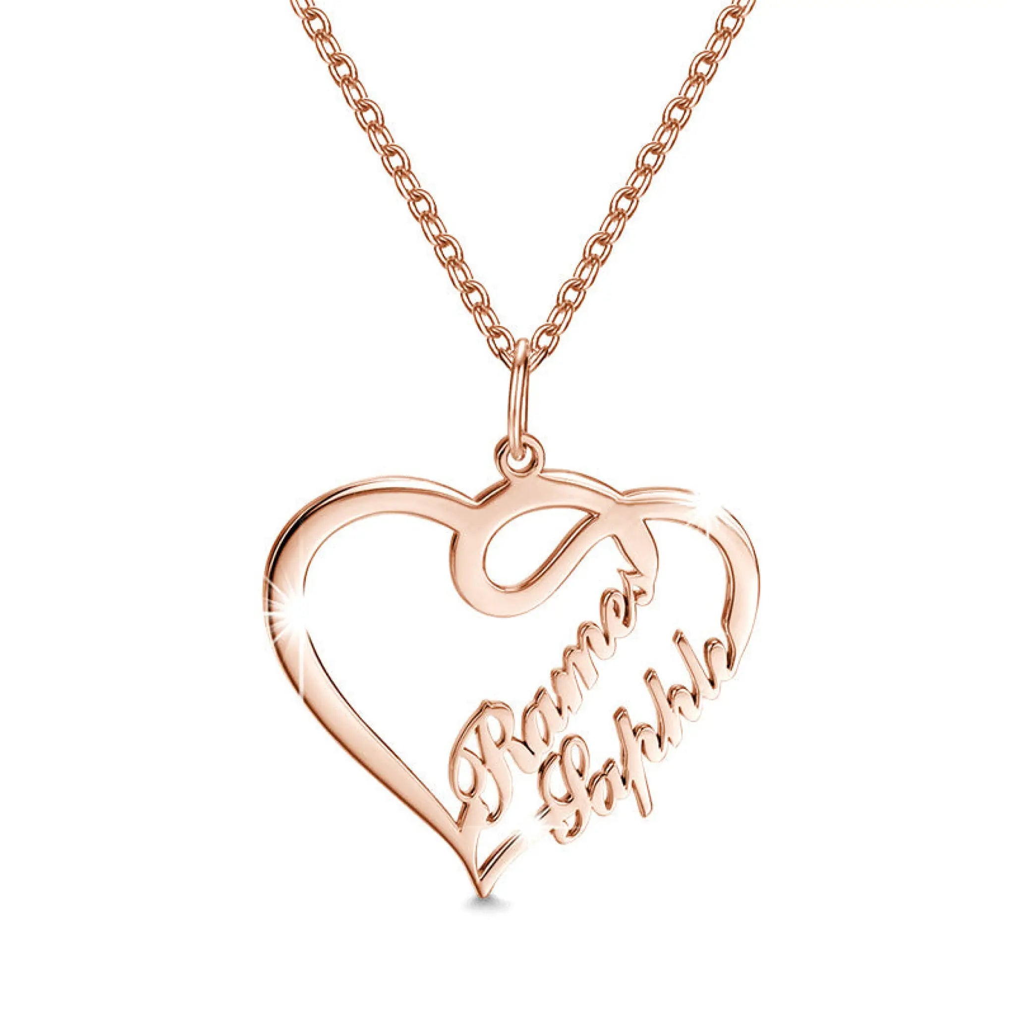 Double Heart Necklace Personalized Necklaces Pendant Gifts Stainless Steel For Women - Rose Gold / Copper material - 7