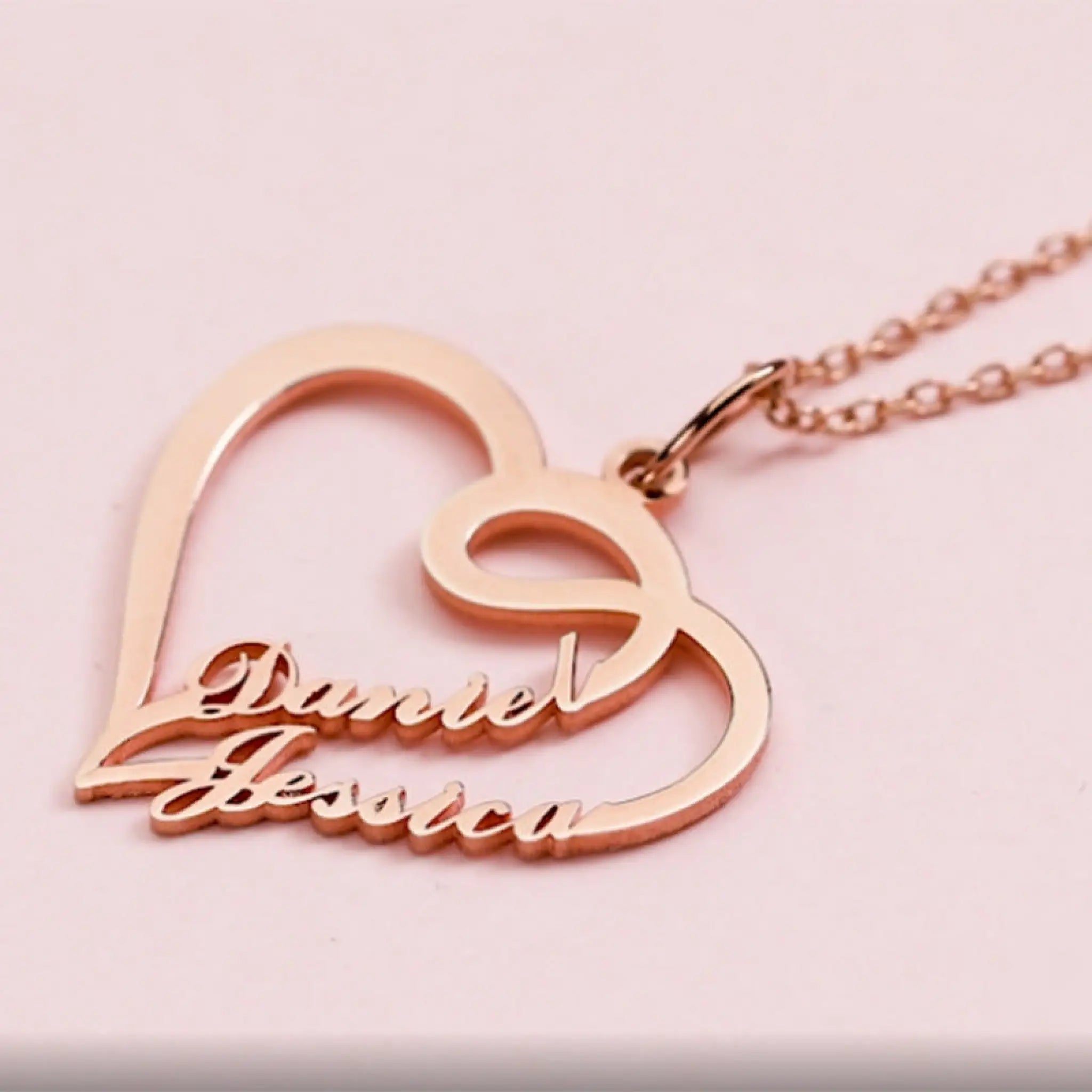 Double Heart Necklace Personalized Necklaces Pendant Gifts Stainless Steel For Women - 7
