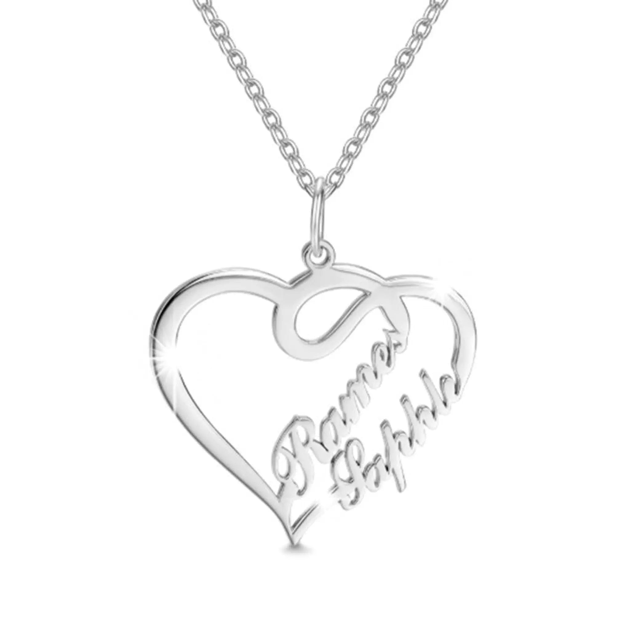 Double Heart Necklace Personalized Necklaces Pendant Gifts Stainless Steel For Women - Silver / Copper material - 7