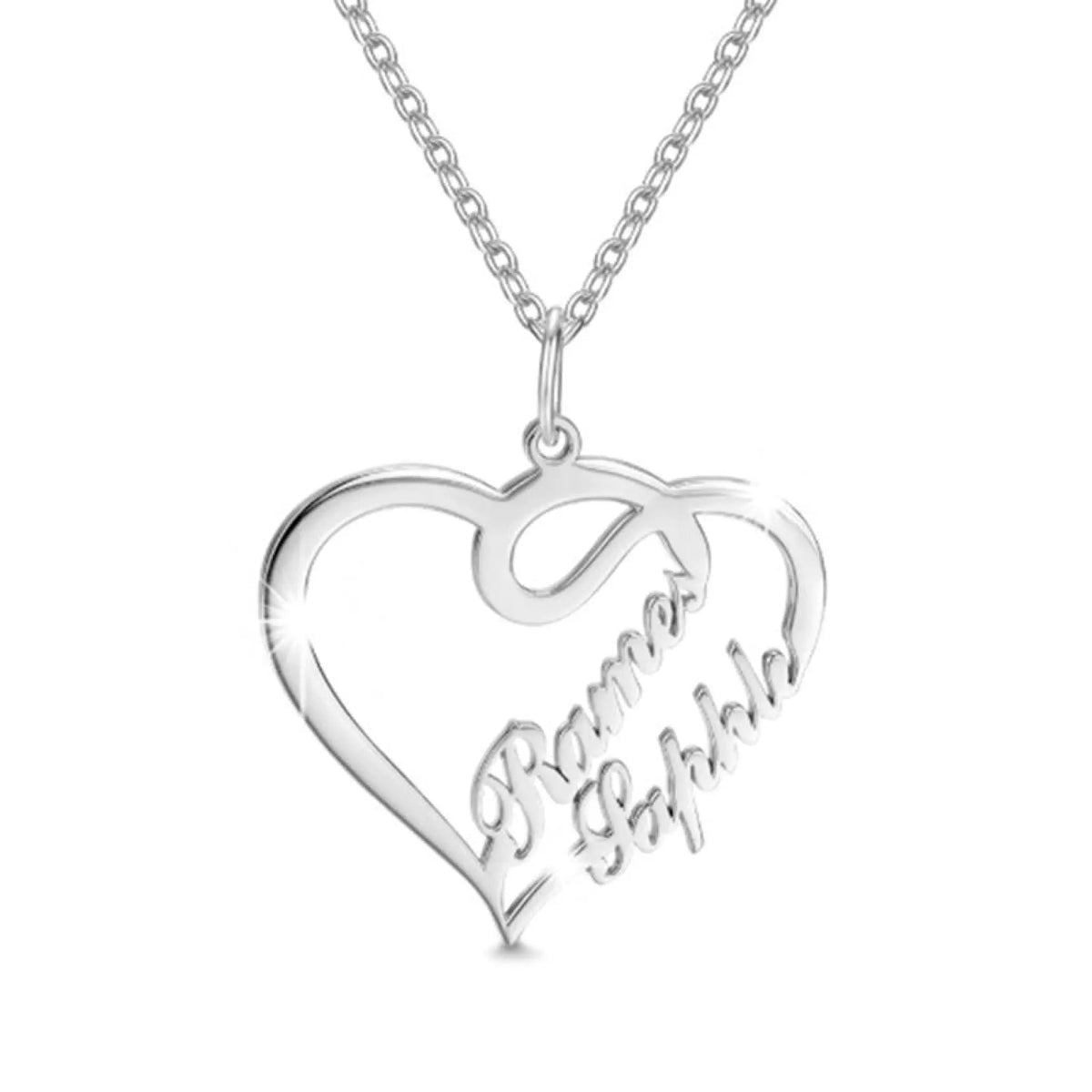 Double Heart Necklace Personalized Necklaces Pendant Gifts Stainless Steel For Women - Silver / Copper material - 7