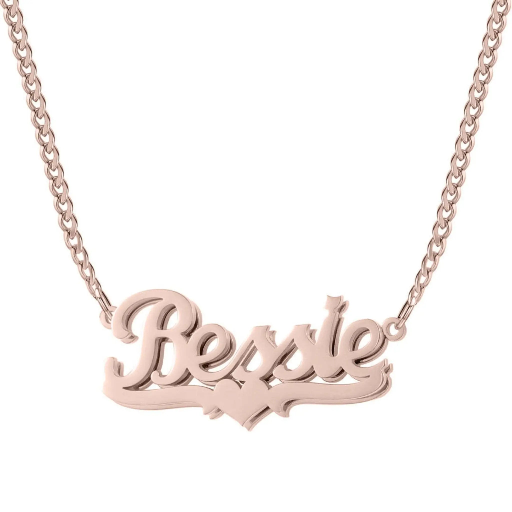 Double Layered English Name Necklace Pendant - Rose Gold - 7