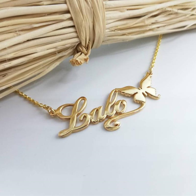 Custom Stainless Steel Butterfly Name Necklace for Women