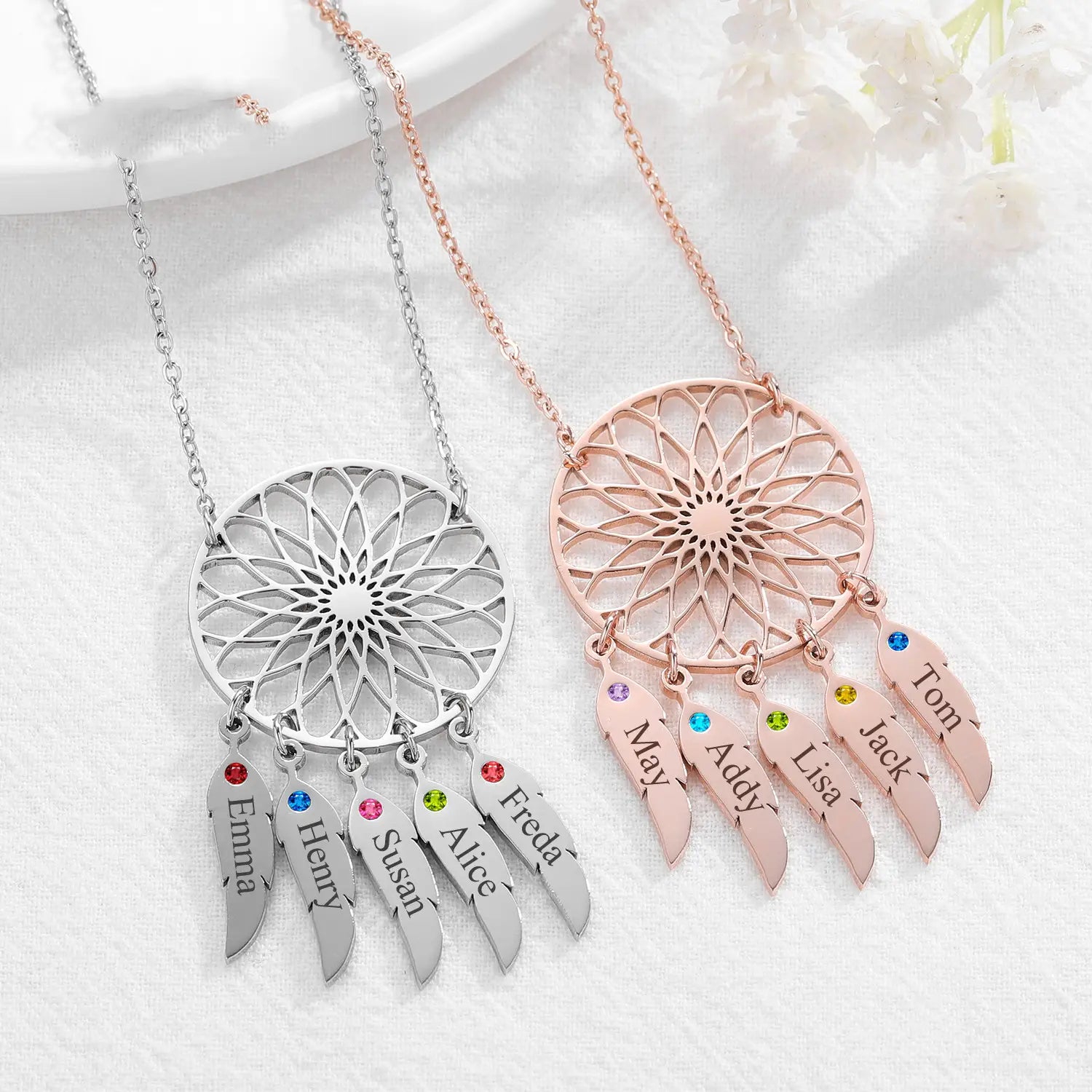 Herzförmige Namenskette in Silber, Gold und Roségold