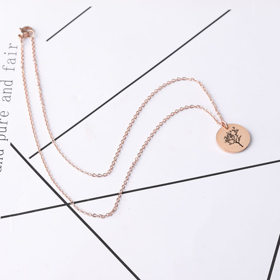 Personalized Simple Stainless Steel Pendant Necklace in Gold or Rose Gold