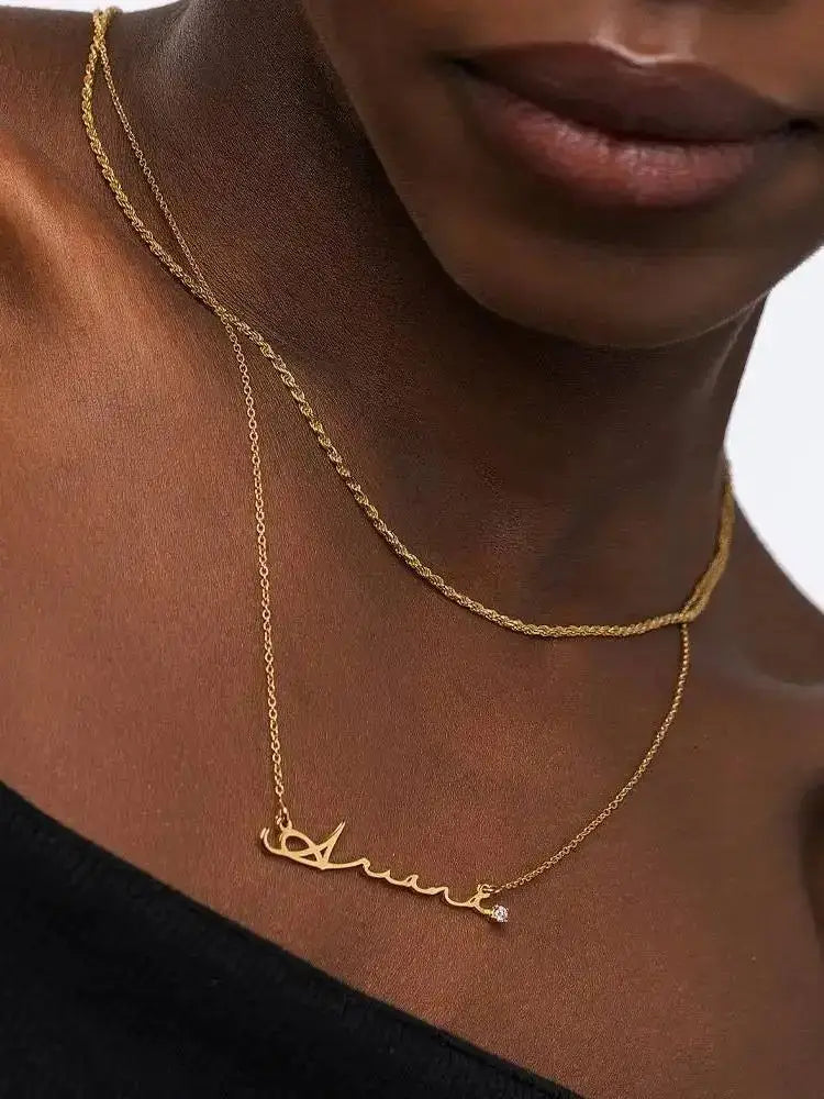 Rose Gold Stainless Steel Personalized Name Necklace for Jewelry Lovers