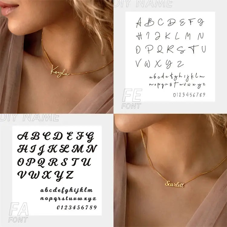 Minimal Gold Plated Custom Name Necklace in Stainless Steel Jewelry