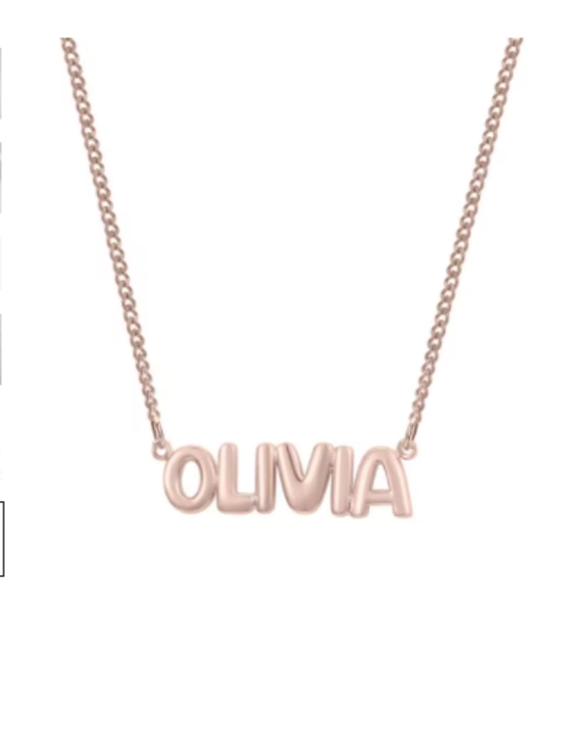Personalized 3D Bubble Name Necklace in Rose Gold with Free Shipping