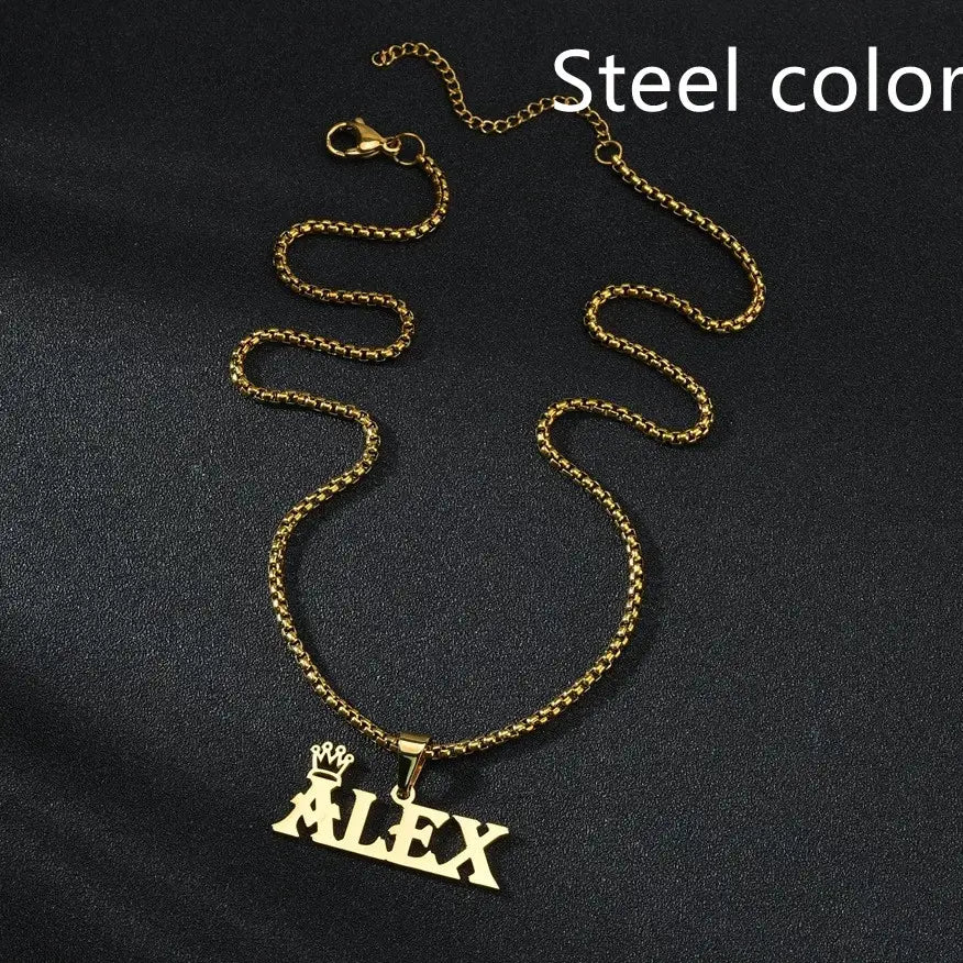 Personalized Rock Style Bead Chain Name Necklace in Various Colors