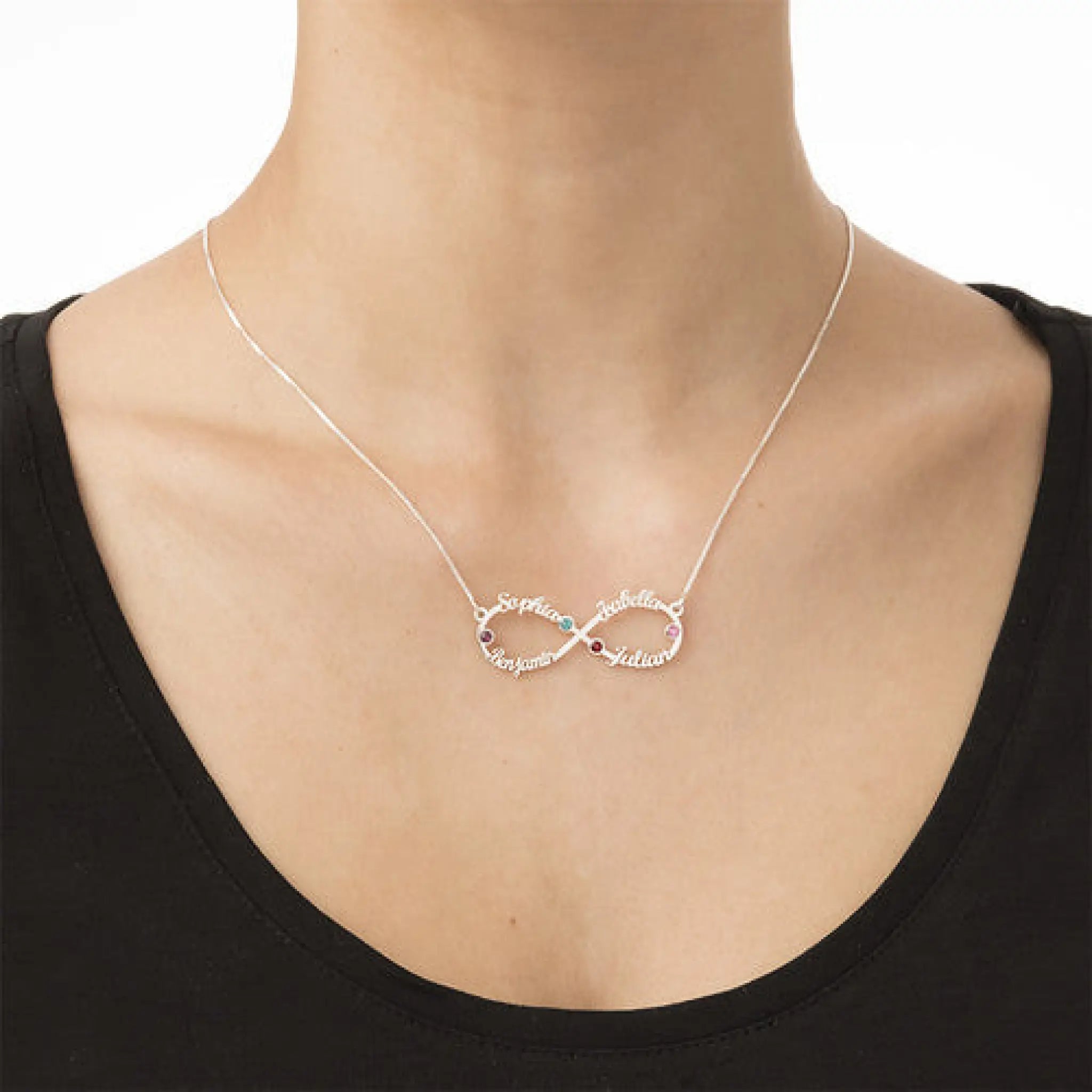 Eight-Character Name Necklace – Personalized Infinity Pendant - Silver - Necklace