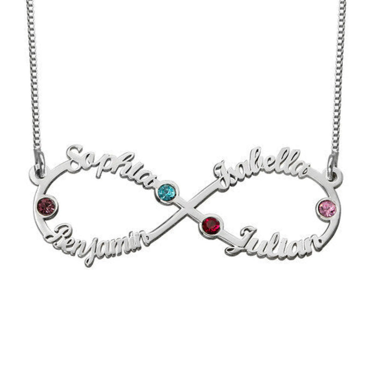 Eight-Character Name Necklace – Personalized Infinity Pendant - Silver - Necklace