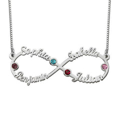 Eight-Character Name Necklace – Personalized Infinity Pendant - Silver - Necklace
