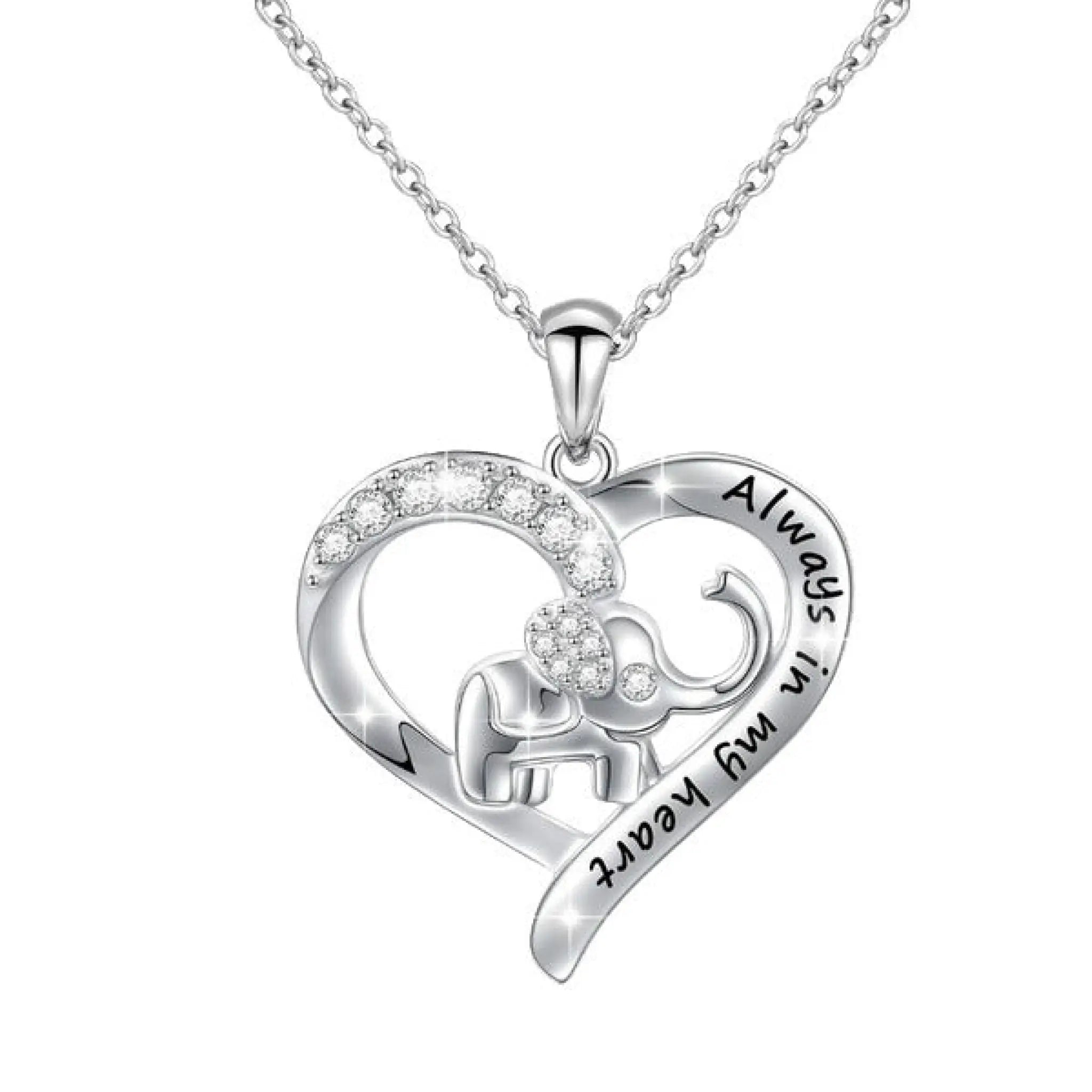 Elephant necklace personalized letter necklace - Silver