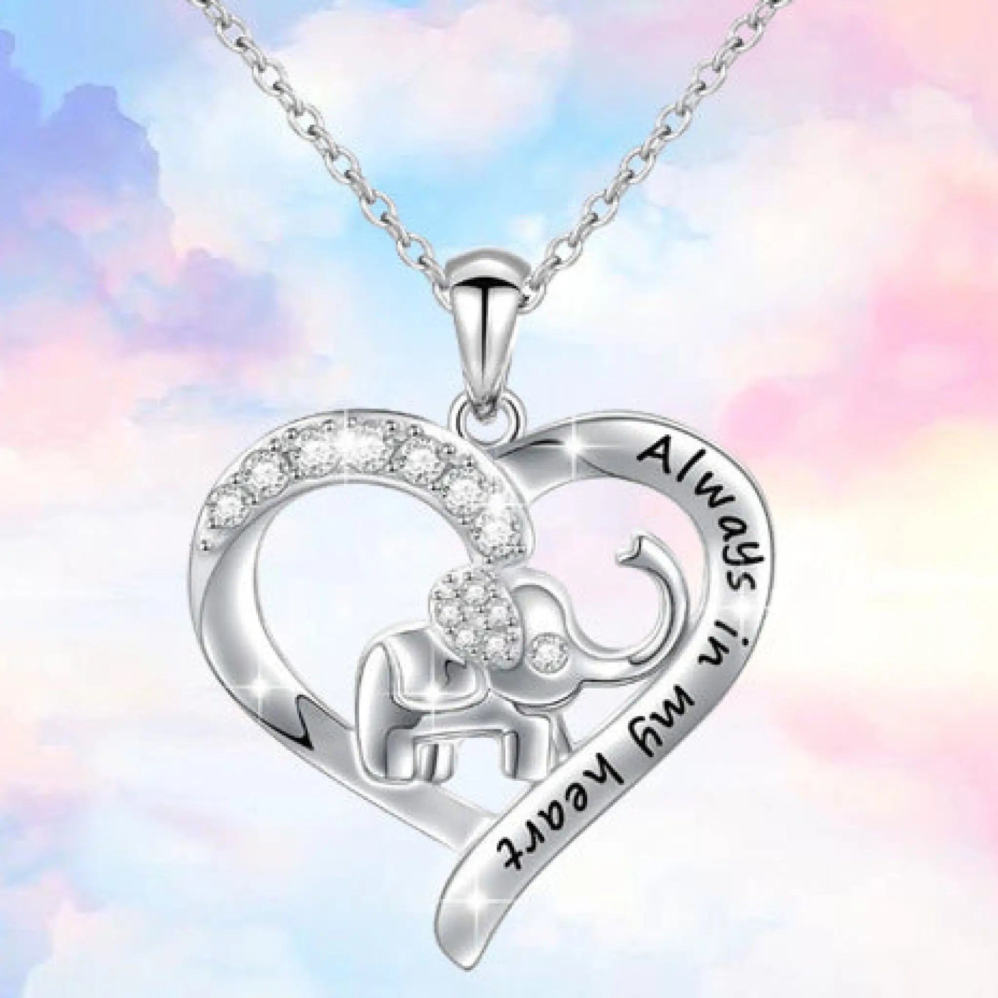 Elephant necklace personalized letter necklace - Silver