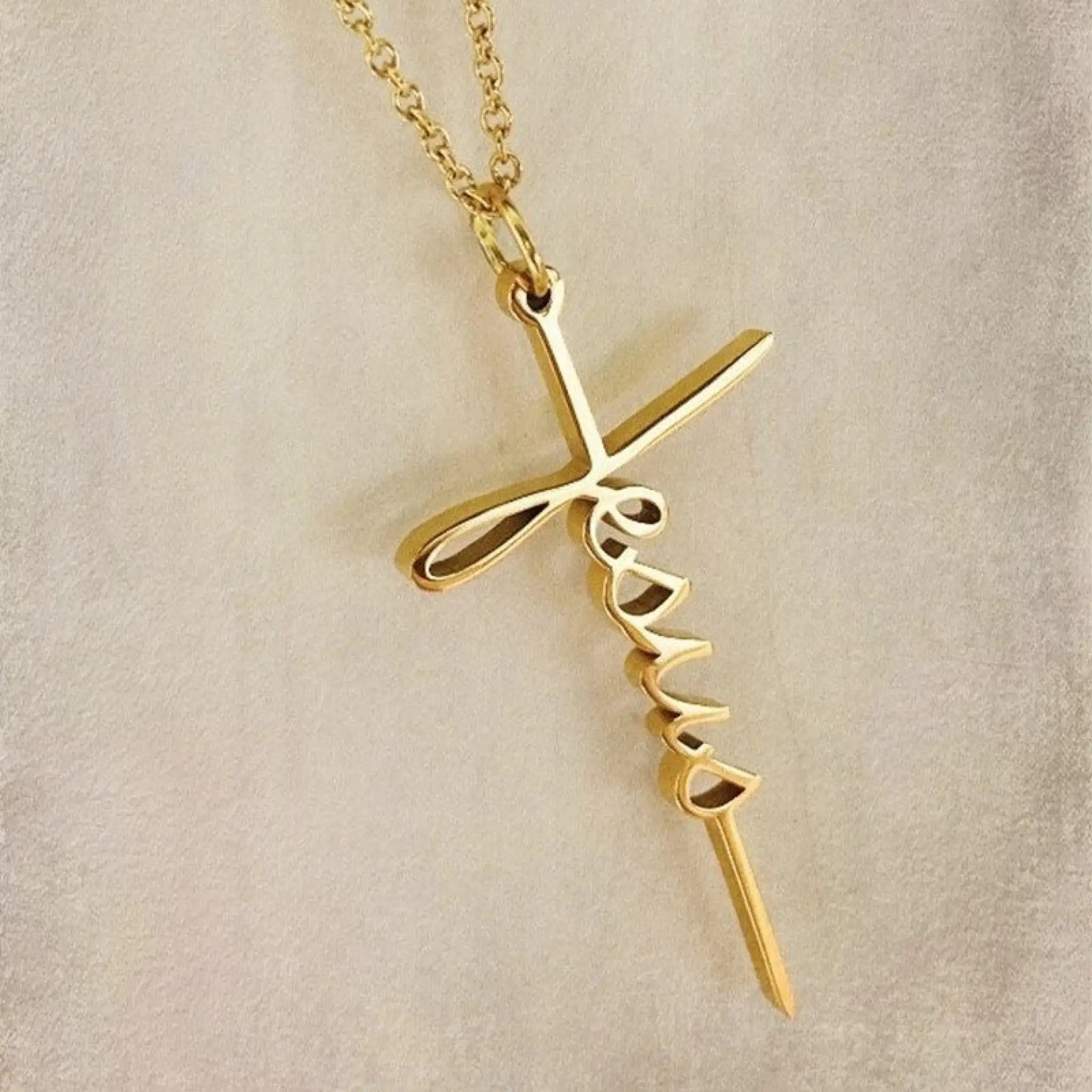 English Letter Jesus Stainless Steel Name Pendant Necklace