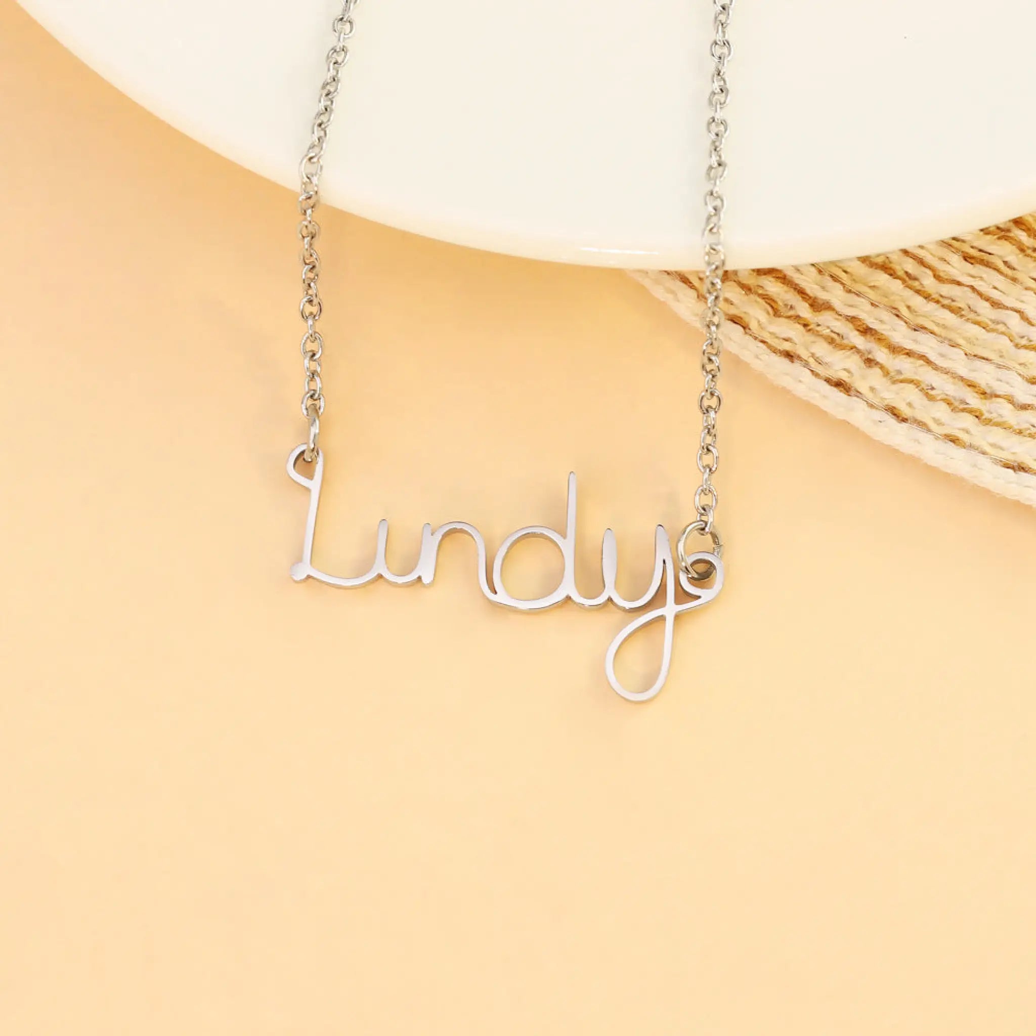 English Name Letter Necklace For Women Stainless Steel - Silver - 7