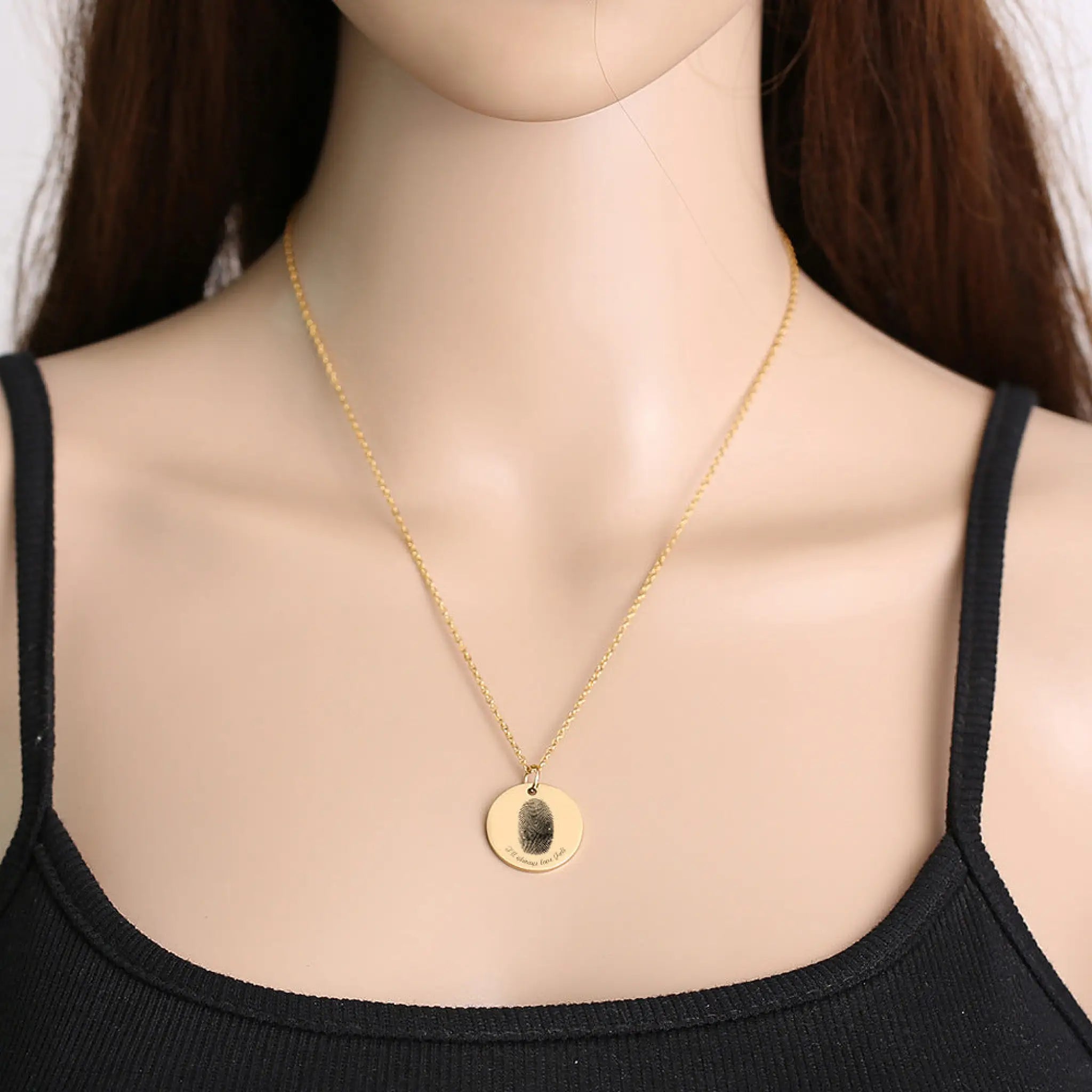 Engraved Fingerprint Name Stainless Steel Necklace - 7