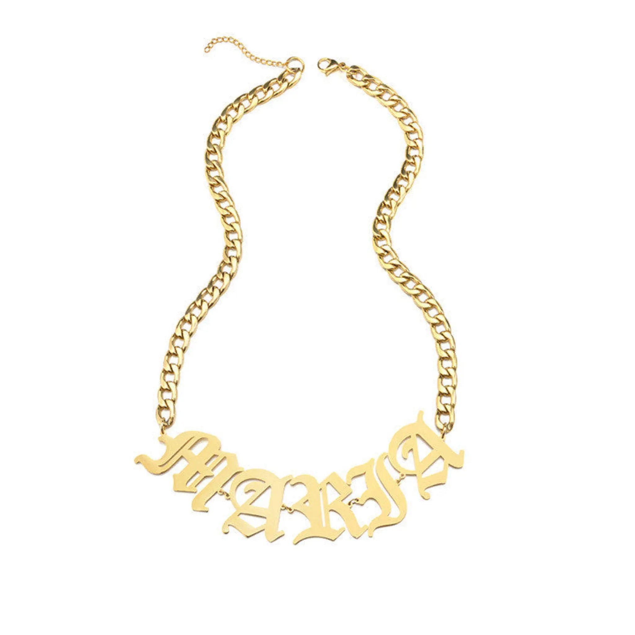 European And American Stainless Steel Name Necklace Personalized - Gold - 7