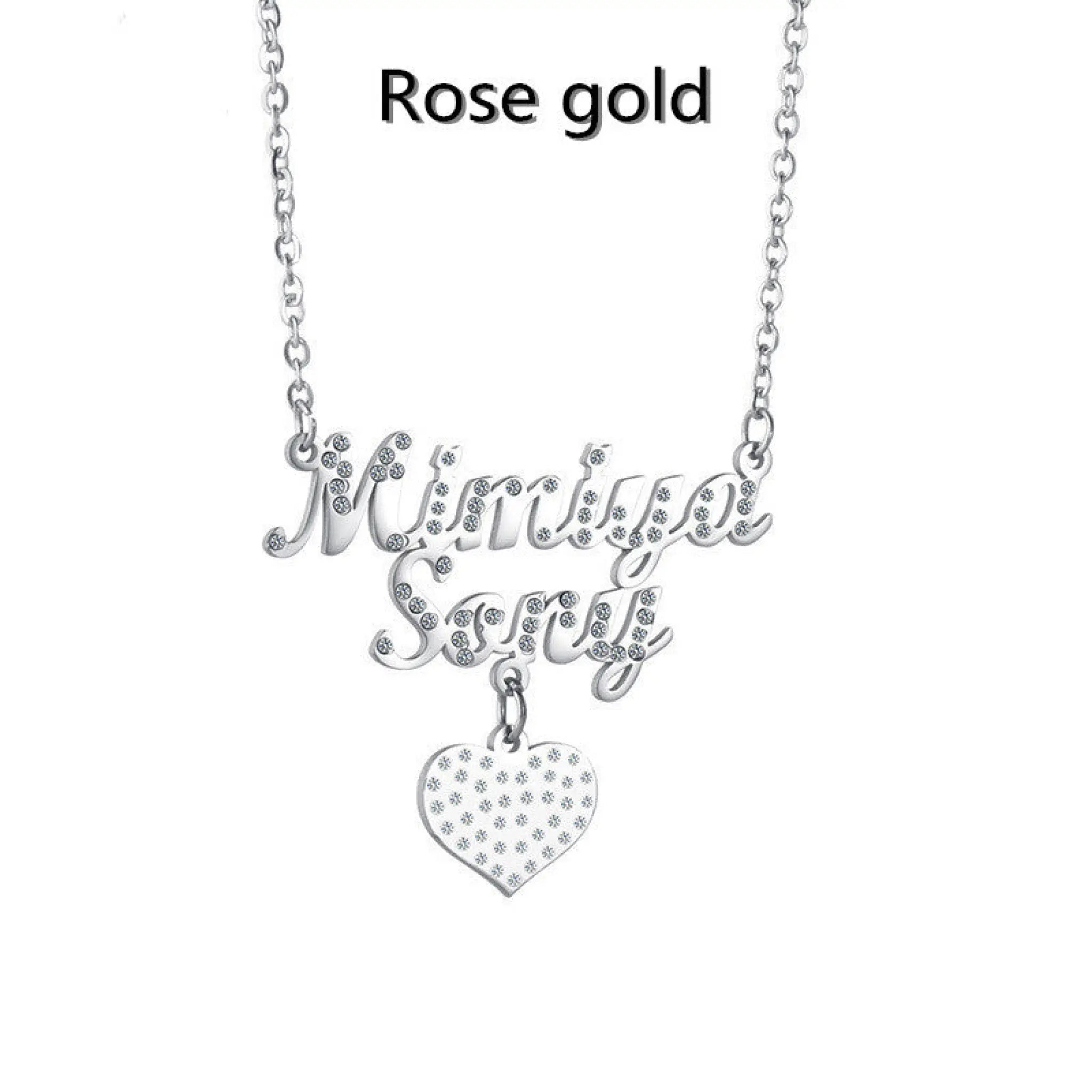 European And American Stainless Steel Name Necklace Personalized - Rose Gold - 7