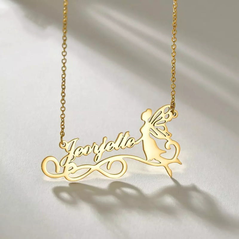 Gold Fashion Custom Letter Name Necklace in Titanium Steel