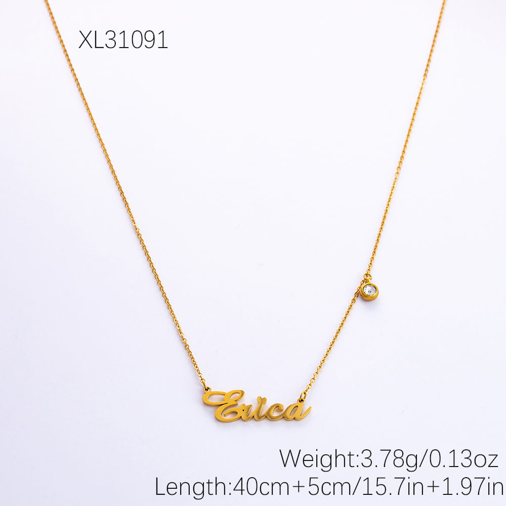 Personalized 18K Gold Plated Stainless Steel Name Necklace