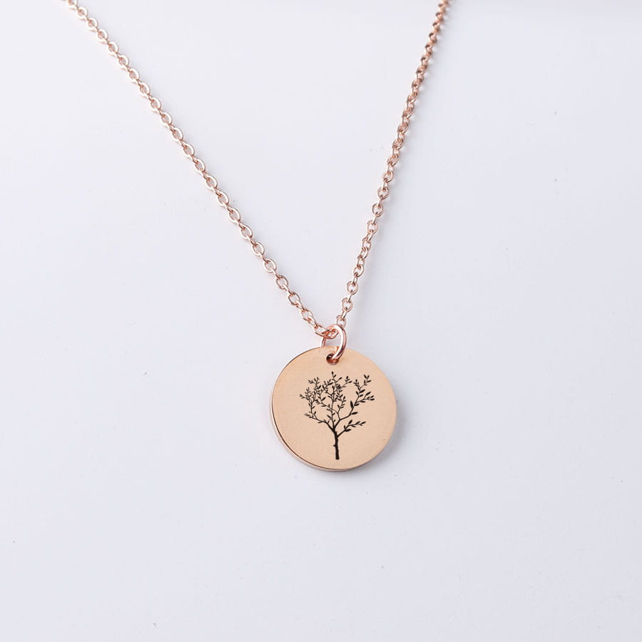 Personalized Simple Stainless Steel Pendant Necklace in Gold or Rose Gold