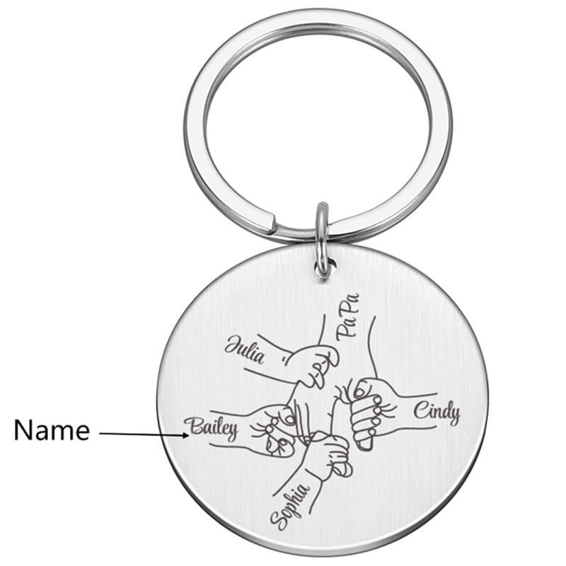 Personalized Father’s Day Keychain with Custom Names in Gold