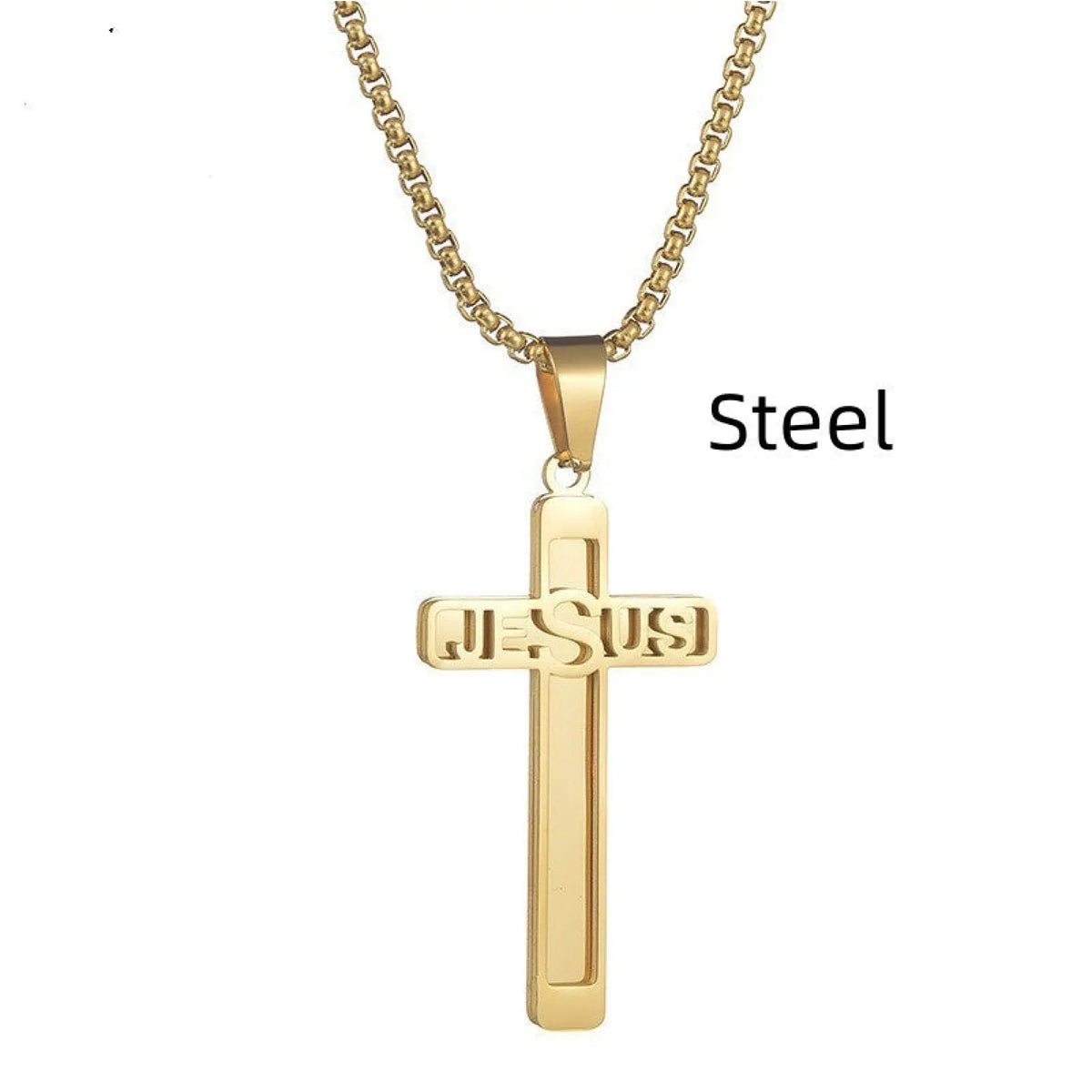 Fashion And Personalized DIY Titanium Steel Jewelry Cross Name Necklace - Steel - 7