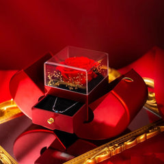 Fashion Jewelry Box Red Apple Christmas Gift Necklace Eternal Rose For Girl Mother’s Day Valentine’s Day Gifts