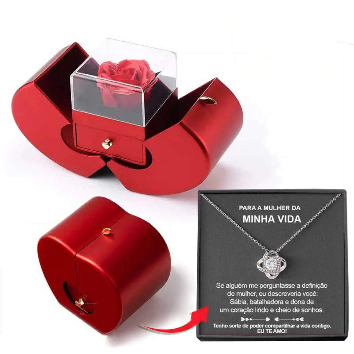 Fashion Jewelry Box Red Apple Christmas Gift Necklace Eternal Rose For Girl Mother’s Day Valentine’s Day Gifts