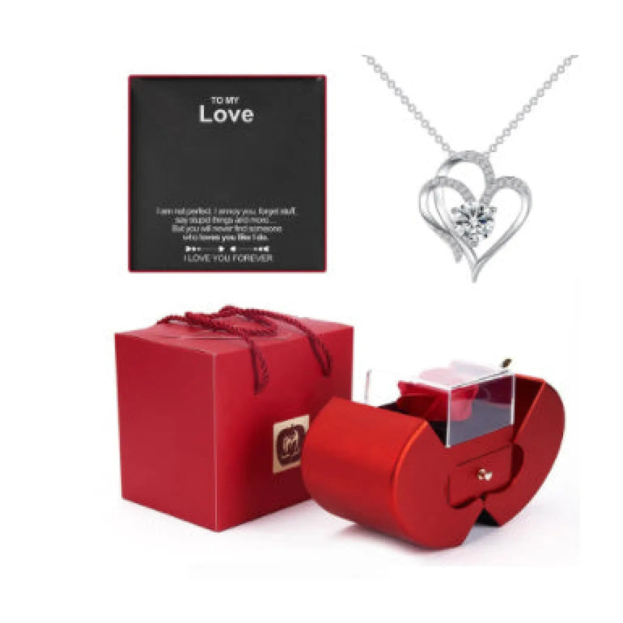 Fashion Jewelry Box Red Apple Christmas Gift Necklace Eternal Rose For Girl Mother’s Day Valentine’s Day Gifts