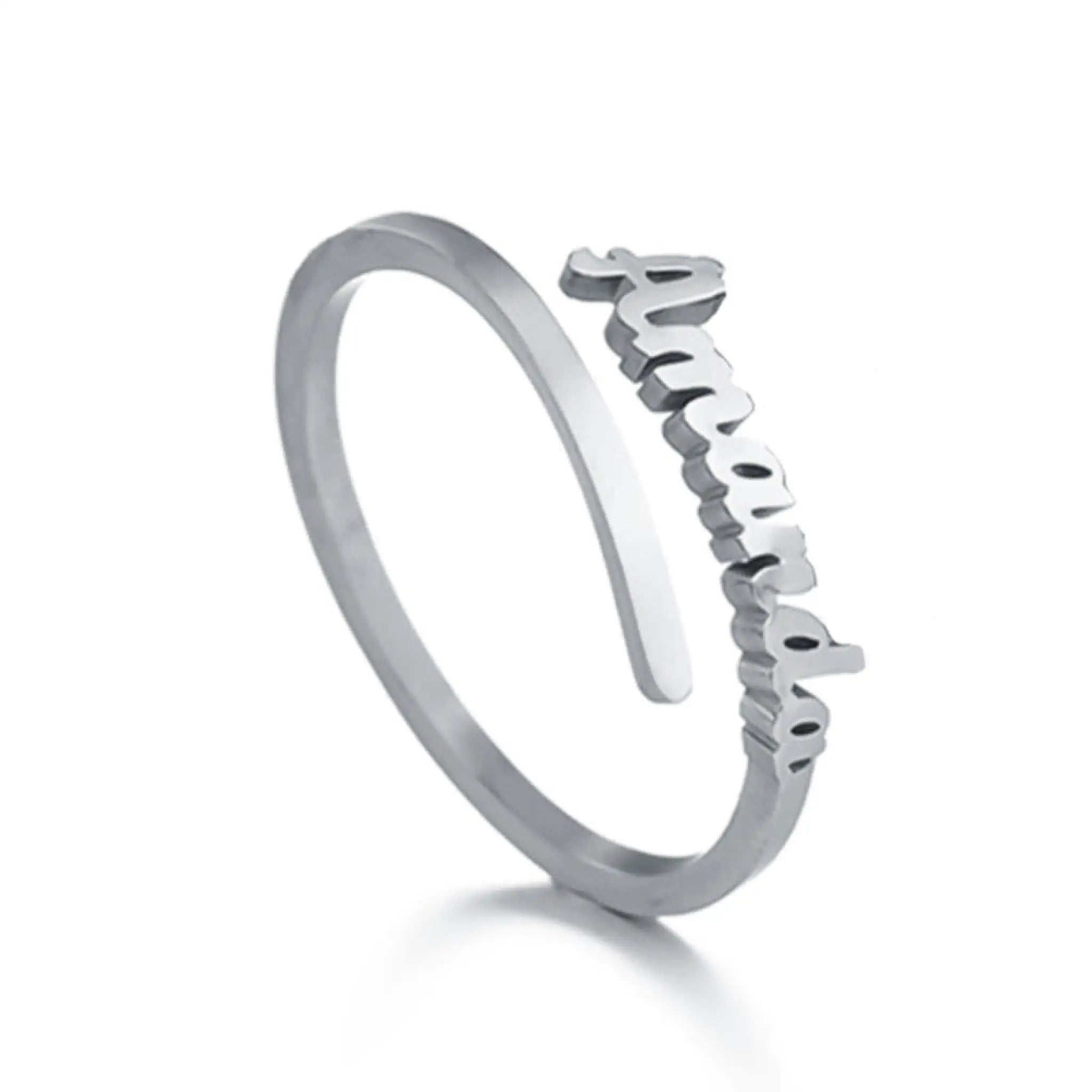 Fashionable Titanium Steel DIY English Name Couple Ring - Silver / One name - 7