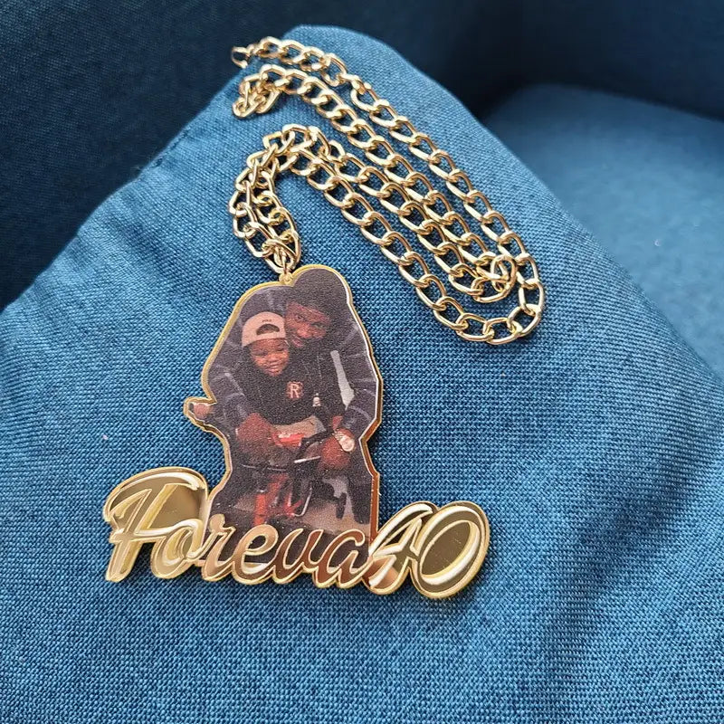 Custom Name Children’s Painting Pendant Necklace with Cuban Chain