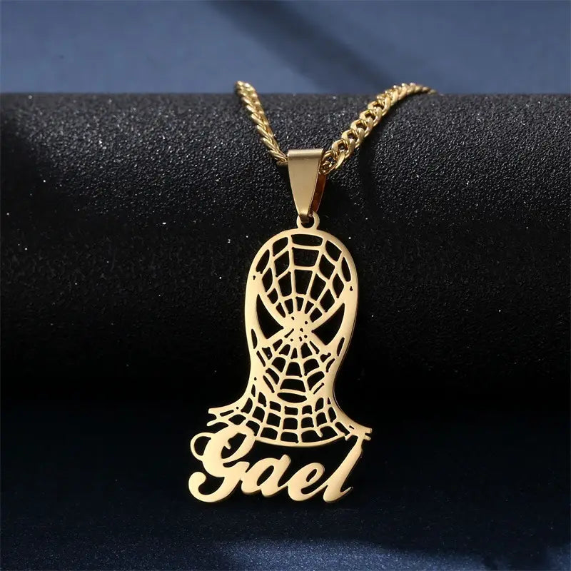 Goldene Namenskette mit Zeichentrickfiguren aus Edelstahl für jedermann