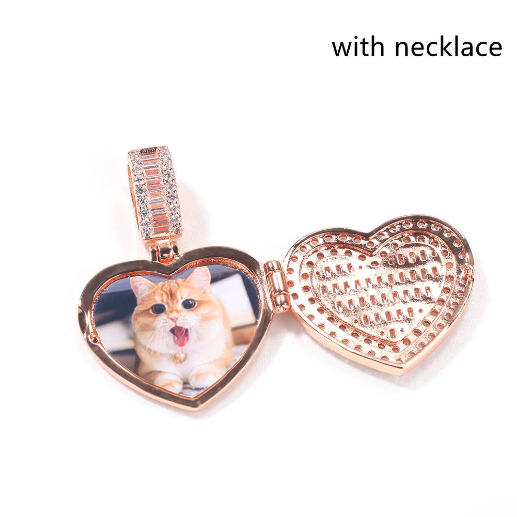 Flip Love DIY Personalized Photo Couple Pendant Necklace - Rose Gold - 7