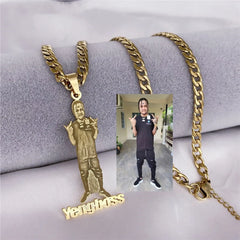 Frosted Portrait Photo Name Necklace Children - Necklace