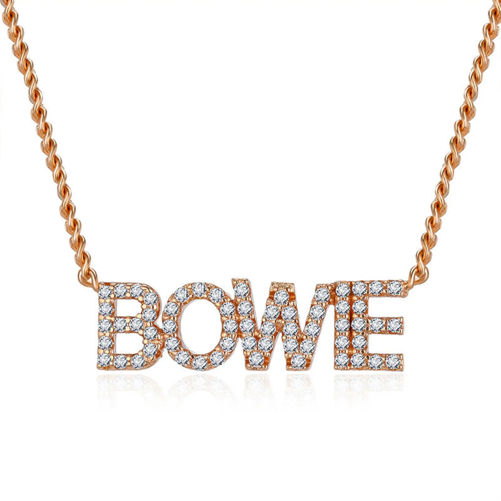 Full Diamond Name Letter Necklace - Rose Gold / 1 4 letters - 7