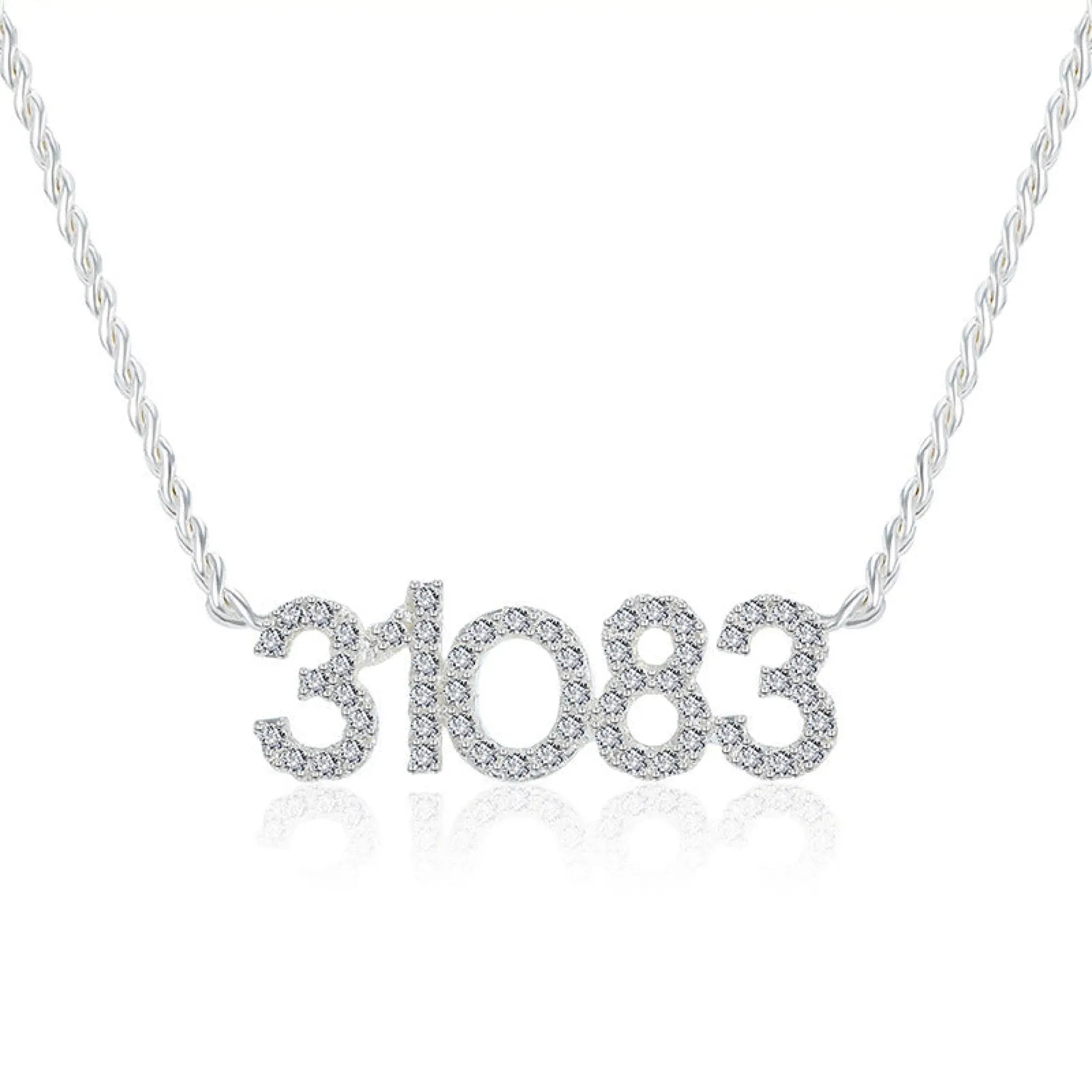 Full Diamond Name Letter Necklace - Silver / 1 4 letters - 7
